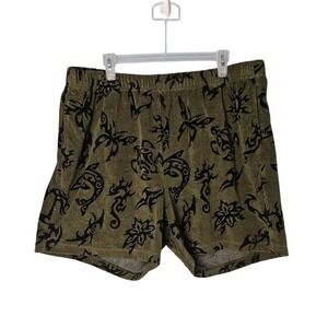Teddy Fresh Tribal Print Terry Cloth Shorts Mens 3XL Green
